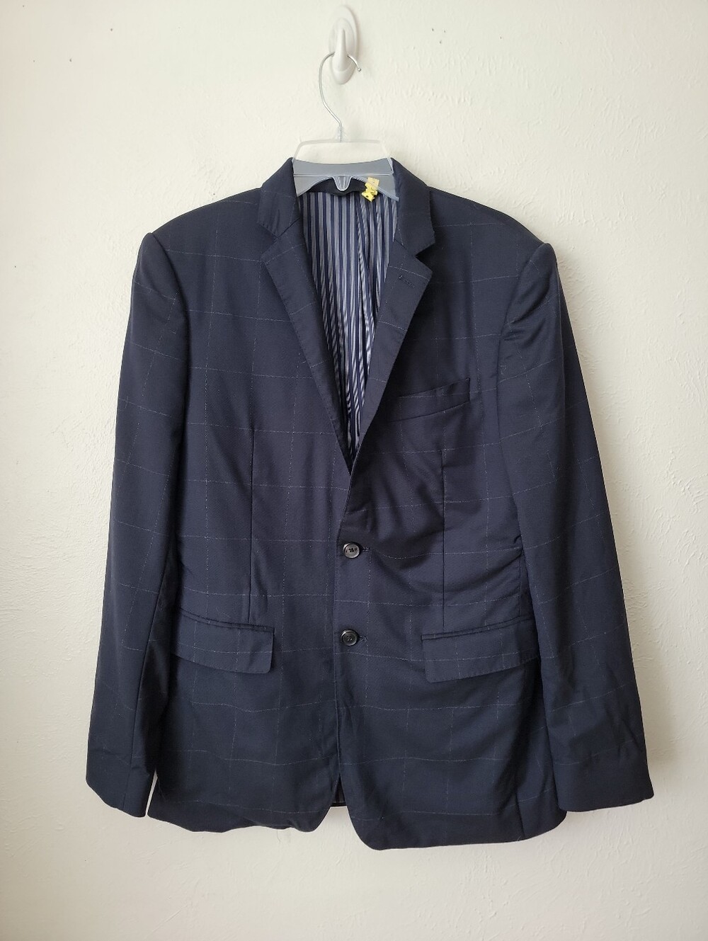 Banana Republic Men's Navy Windowpane Two-Button Wool Blazer 38R